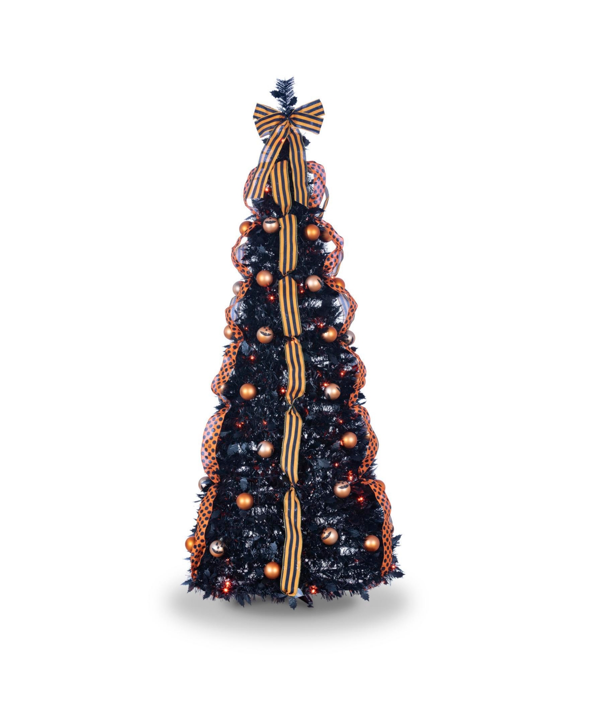 6' Pop-Up Pre-Lit Halloween Tree with 100 Led Lights - Black