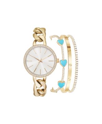 Photo 1 of Jessica Carlyle Women's Shiny Gold-Tone Bracelet Analog Watch 35mm with Matching Bracelet Set