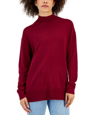 Women's Cotton Seam-Front Mock Neck Sweater, Created for Macy's