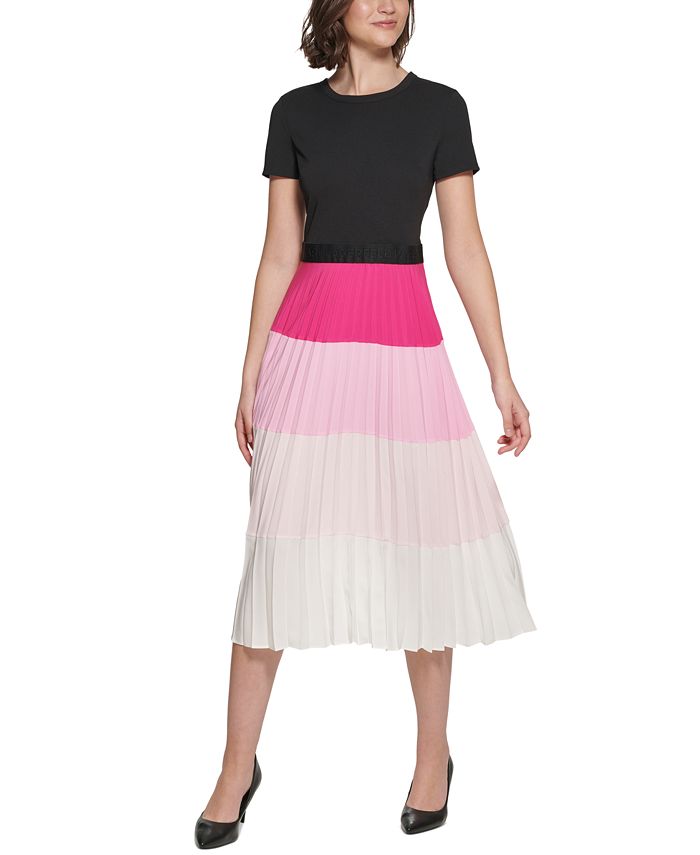 Karl Lagerfeld Paris Women's Colorblocked Midi Dress - Macy's