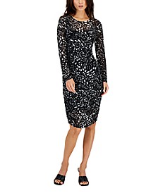 Petite Printed Mesh Bodycon Dress, Created for Macy's