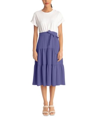 Donna Morgan Women's Wrap Front Dress With Peplum Skirt - Sleeveless, Surplice Neckline, Tie Belt
