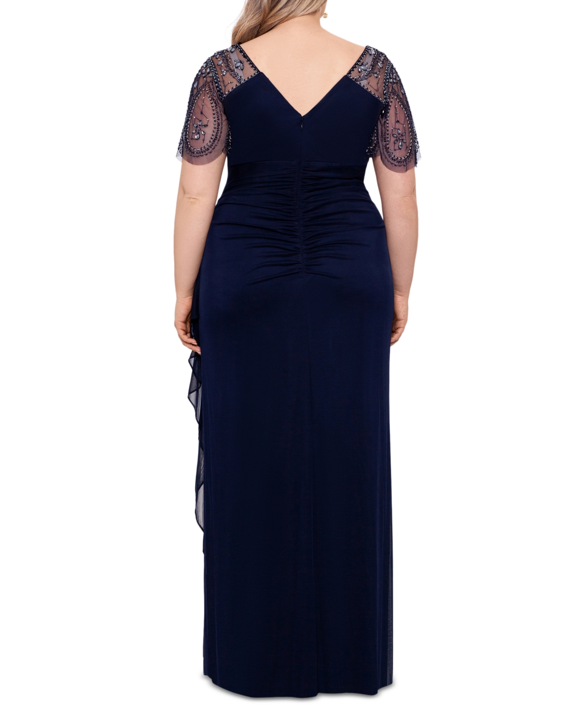 Xscape Plus Embellished Sheer Matte Jersey Gown