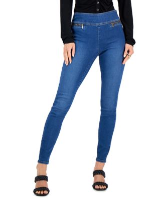 INC International Concepts Women's Lace up Pull on Skinny Jeans Blue Size 0