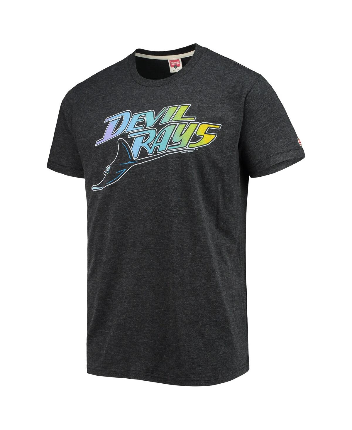 Men's HomageTampa Bay Rays Hand-Drawn Logo Tri-Blend T-shirt - Heathered Charcoal