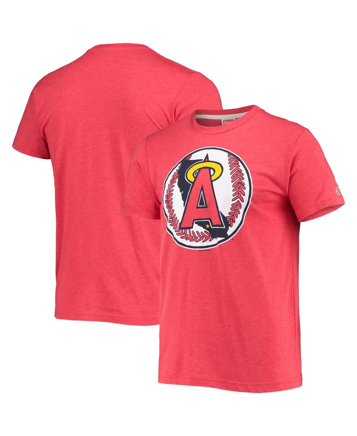 Shop Homage Men's  Red Los Angeles Angels Hand-drawn Logo Tri-blend T-shirt