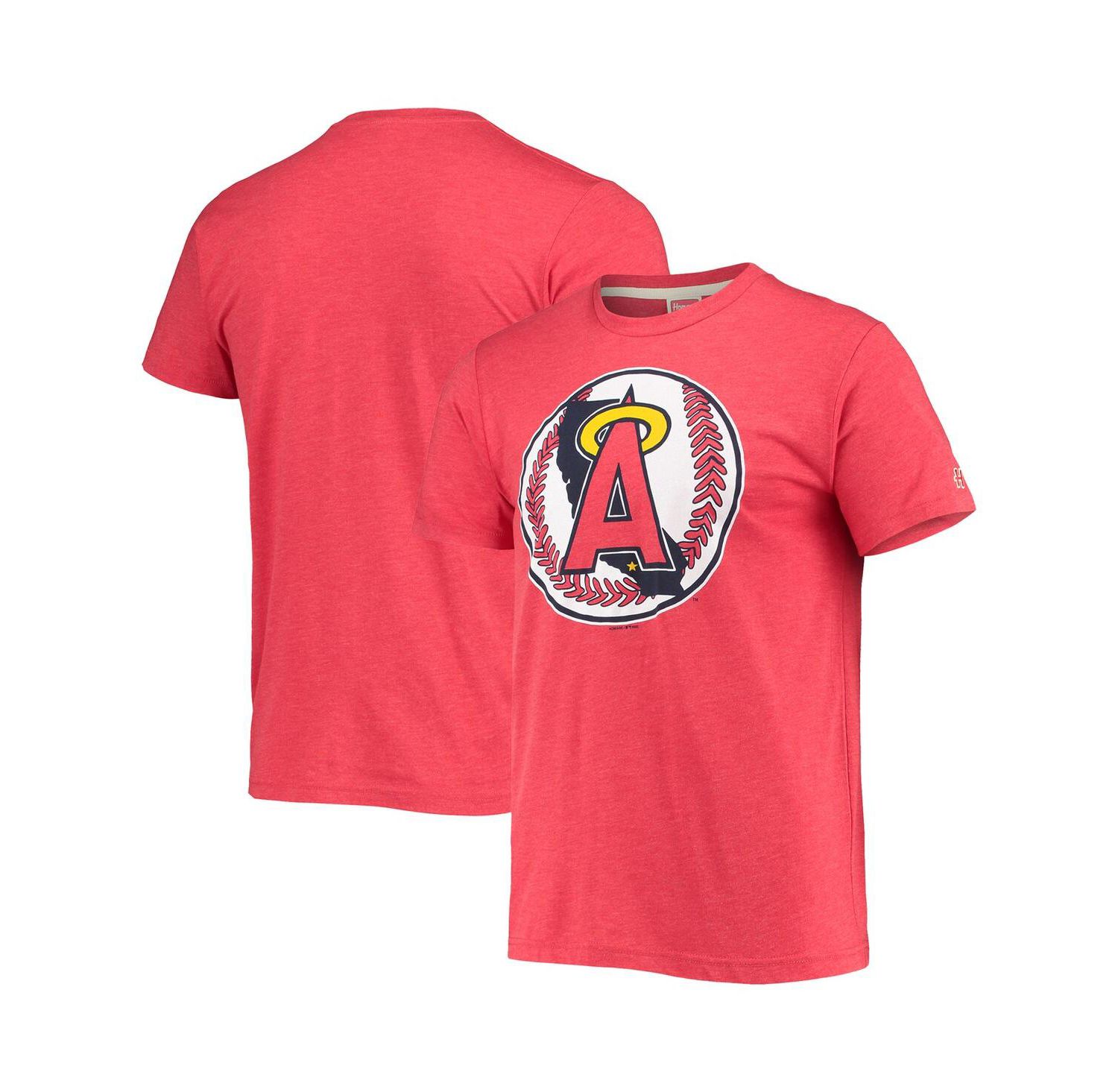 Men's Red Los Angeles Angels Hand-Drawn Logo Tri-Blend T-shirt