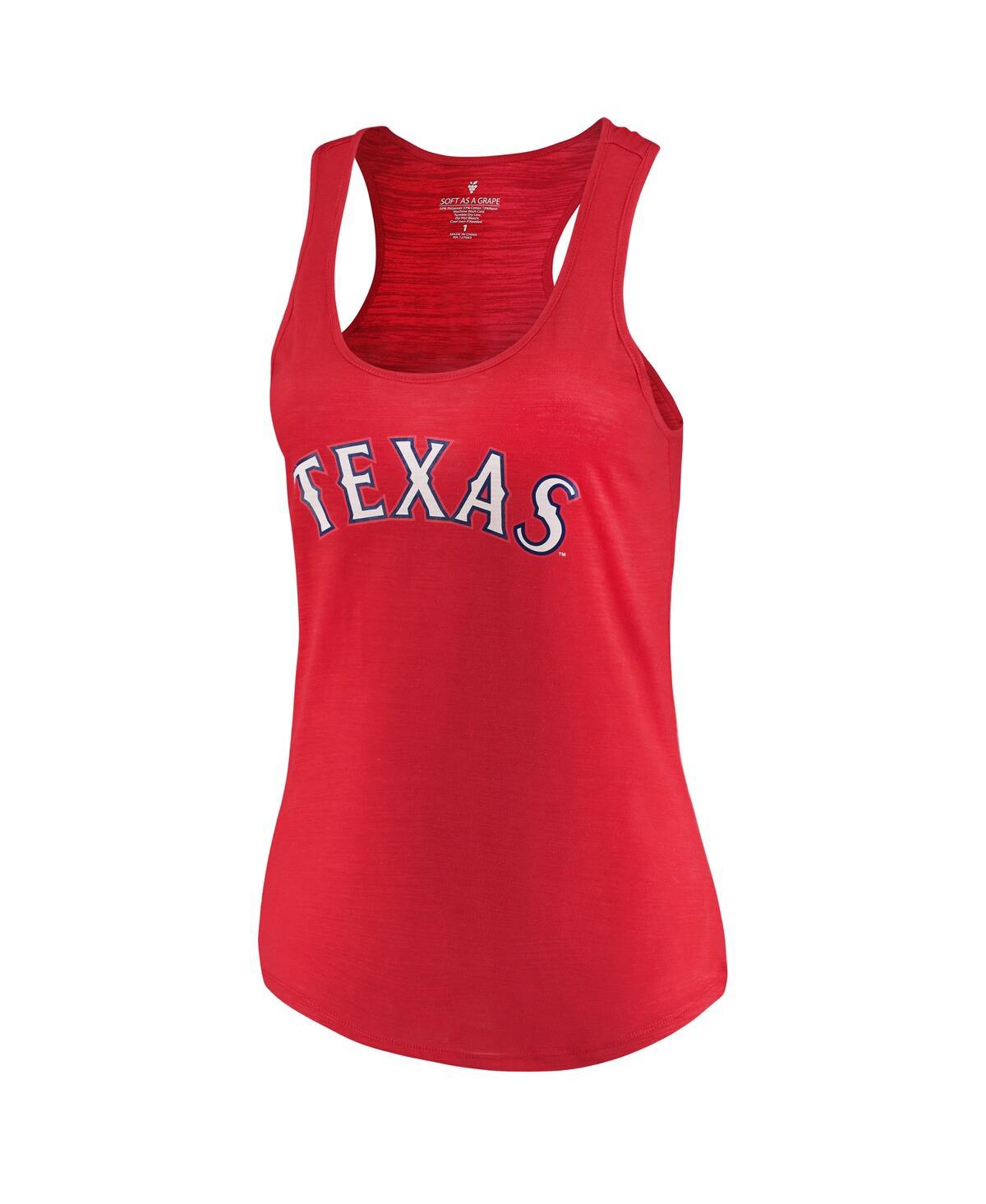Women's Soft As A GrapeTexas Rangers Plus Size Swing for the Fences Racerback Tank Top - Red