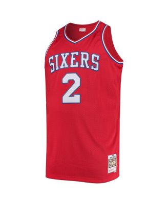 Men's Moses Malone Red Philadelphia 76ers Big and Tall Hardwood Classics Jersey