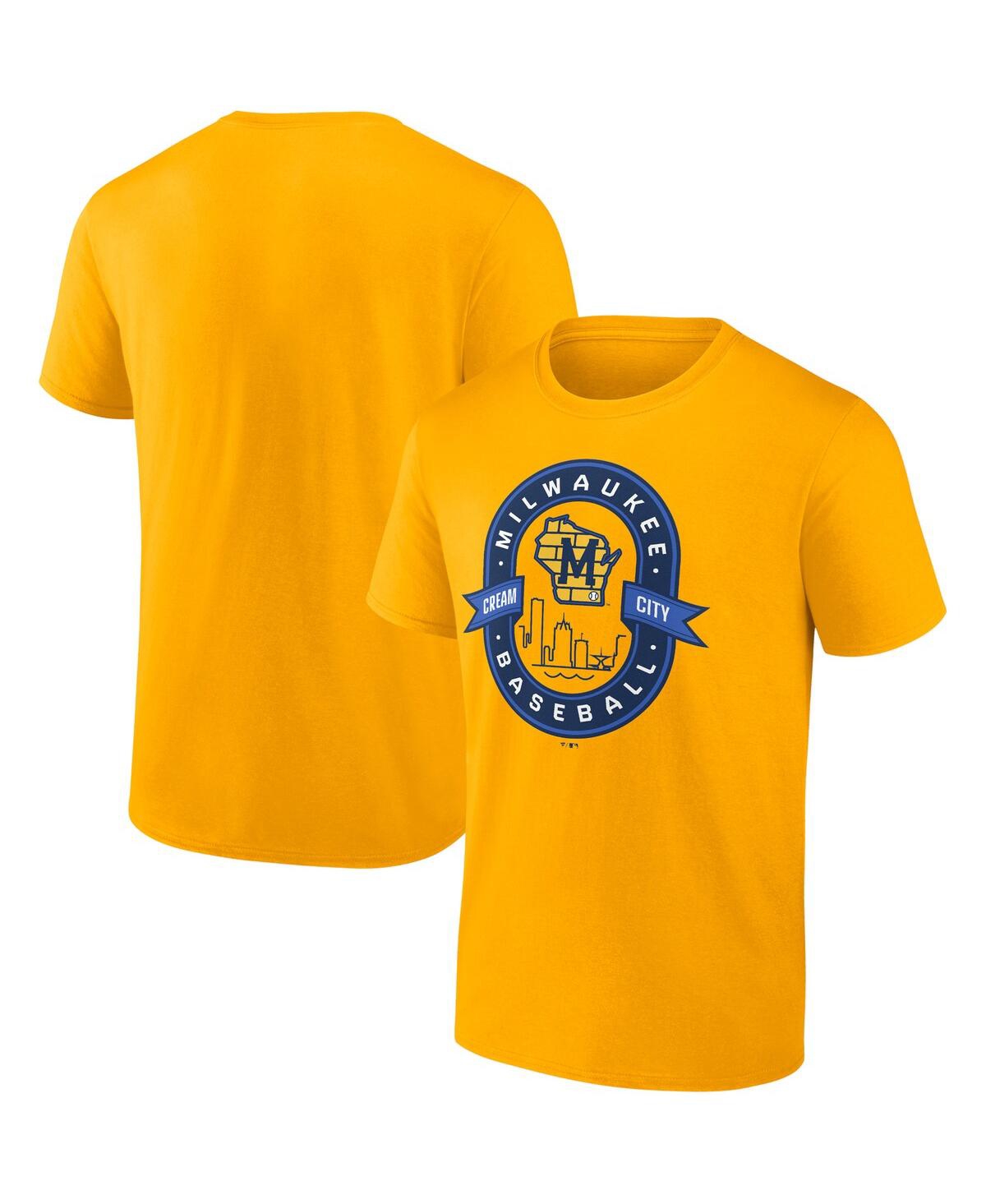 Shop Fanatics Men's  Gold Milwaukee Brewers Iconic Glory Bound T-shirt