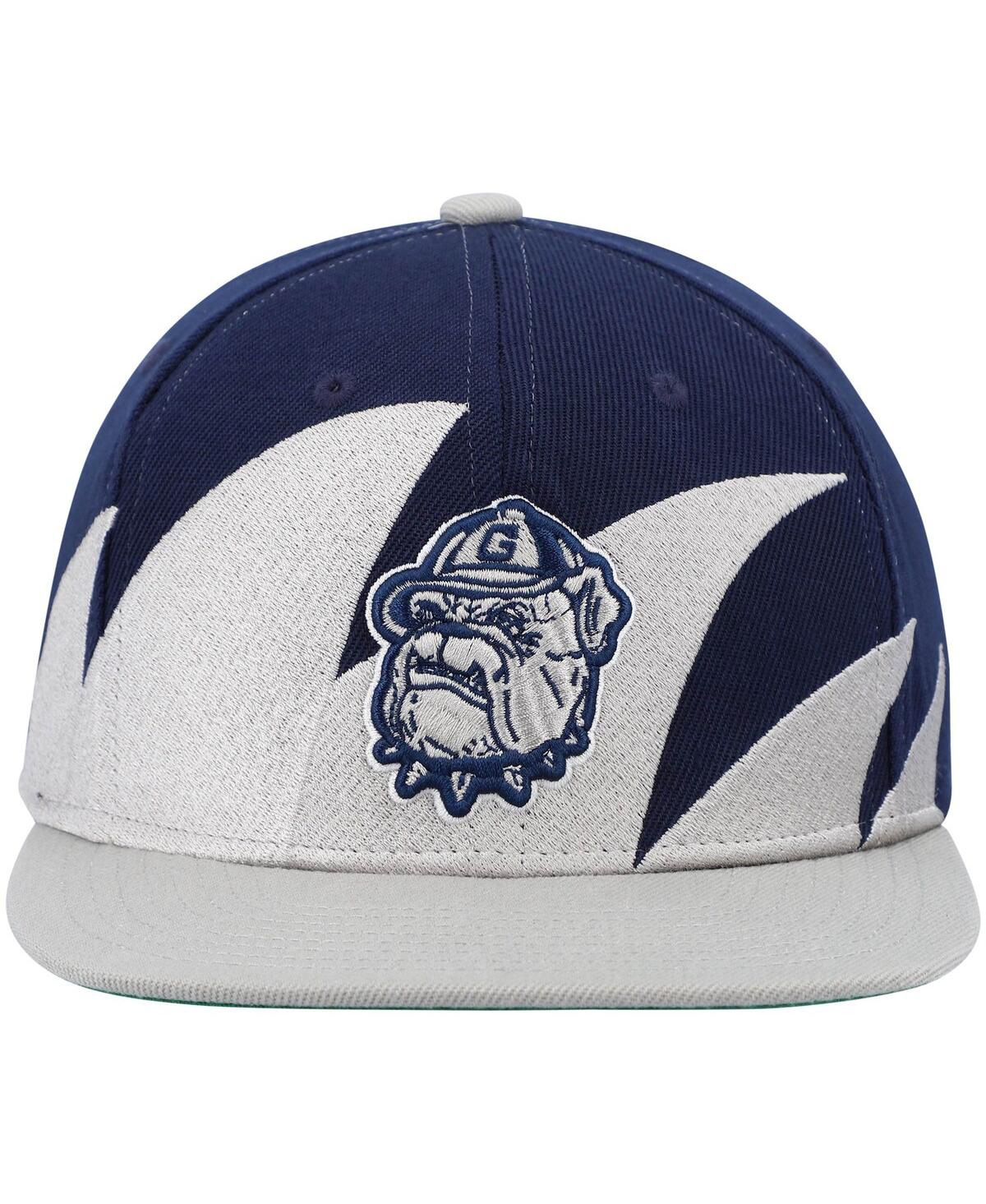 Mitchell & Ness Men's  Gray, Navy Georgetown Hoyas Sharktooth Snapback Hat In Gray,navy