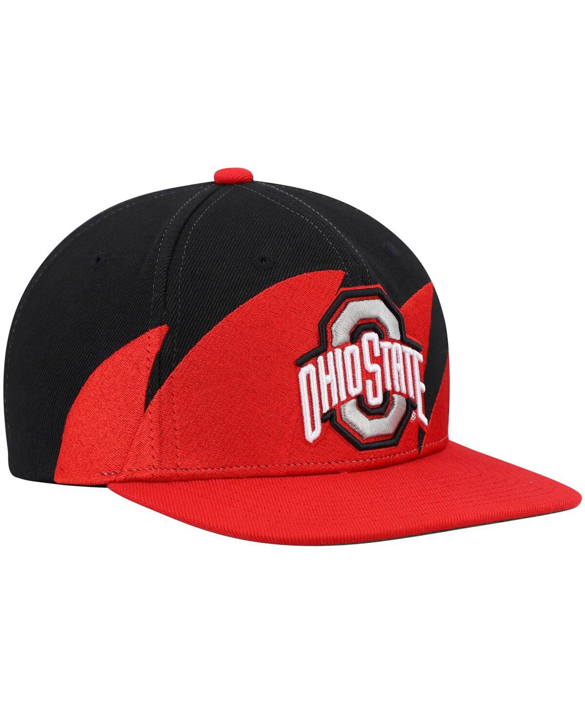 Mitchell & Ness Men's  Scarlet, Black Ohio State Buckeyes Sharktooth Snapback Hat In Scarlet,black