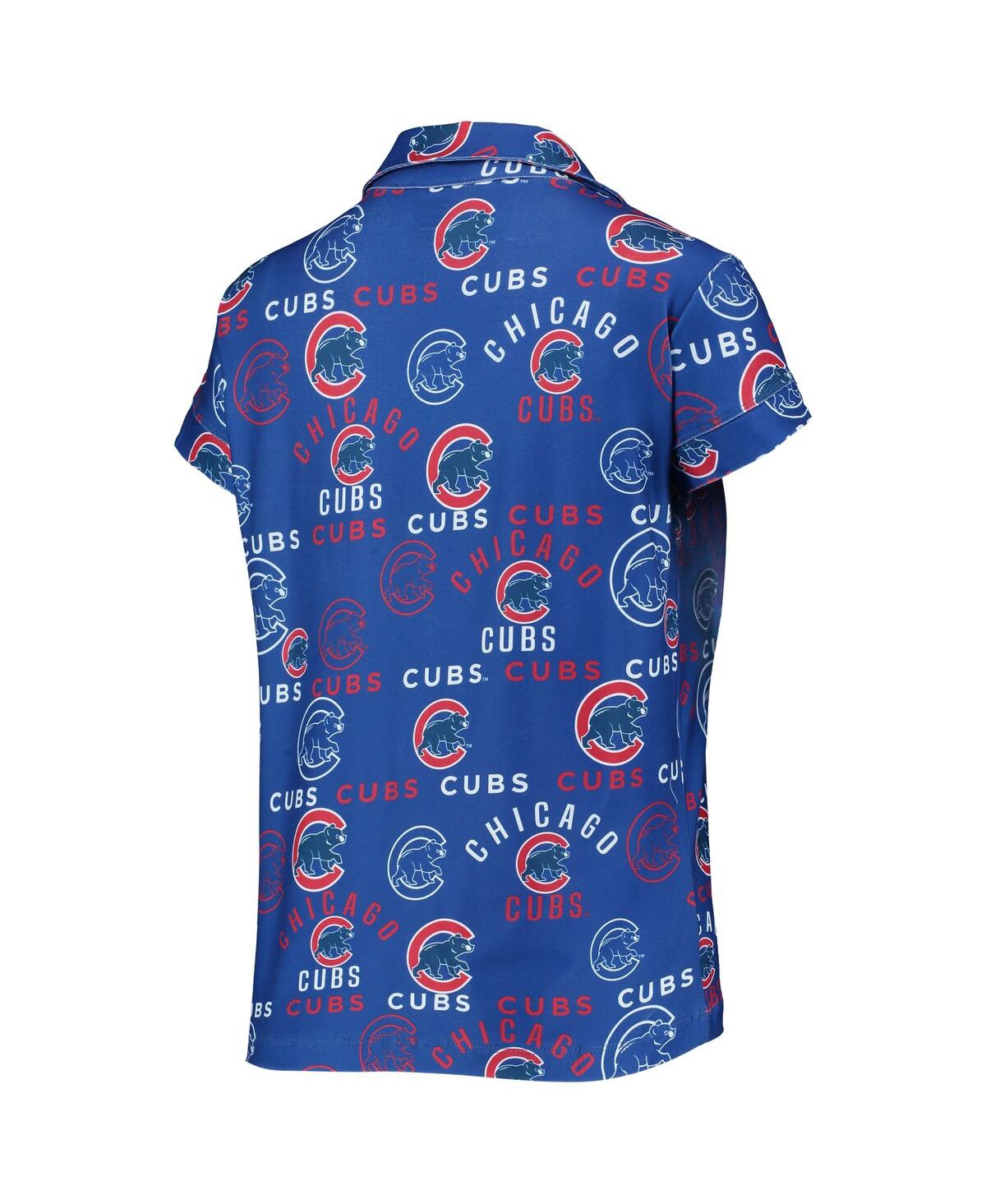 CONCEPTS SPORT WOMEN'S CONCEPTS SPORT ROYAL CHICAGO CUBS FLAGSHIP ALLOVER PRINT TOP AND SHORTS SLEEP SET 