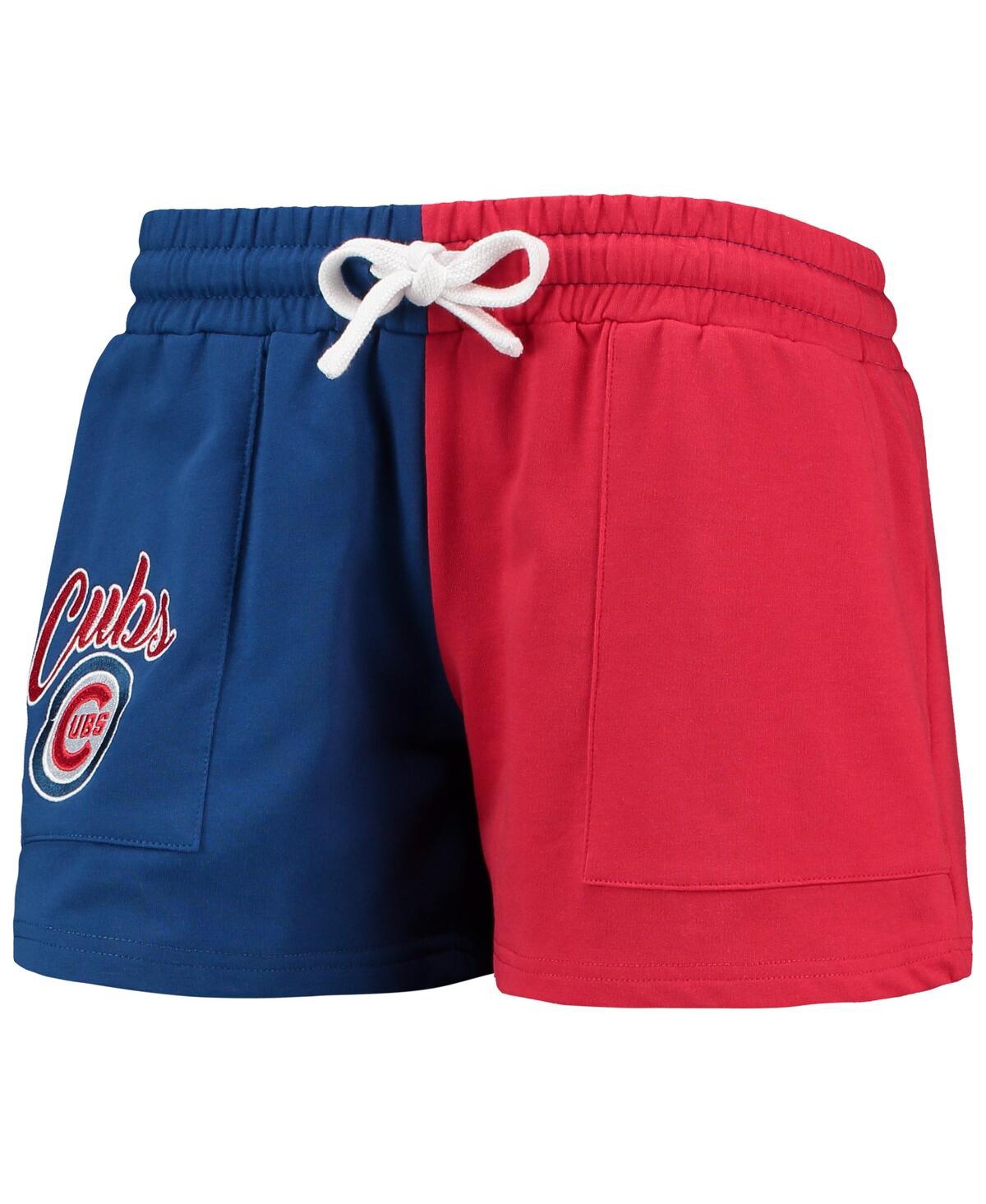 Shop Foco Women's  Royal, Red Chicago Cubs Color-block Pullover Hoodie And Shorts Lounge Set In Royal,red