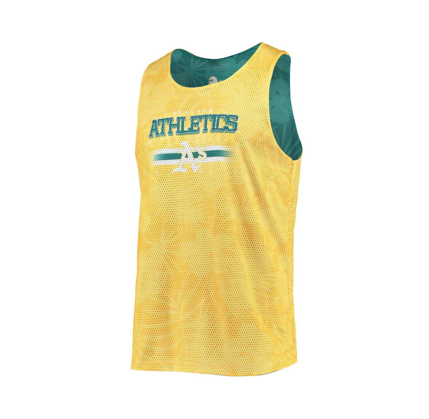 Men's Green, Gold Oakland Athletics Floral Reversible Mesh Tank Top