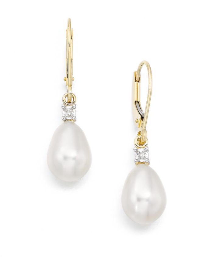 Cultured Freshwater Pearl Earrings (8mm) in 10k Gold & White Gold