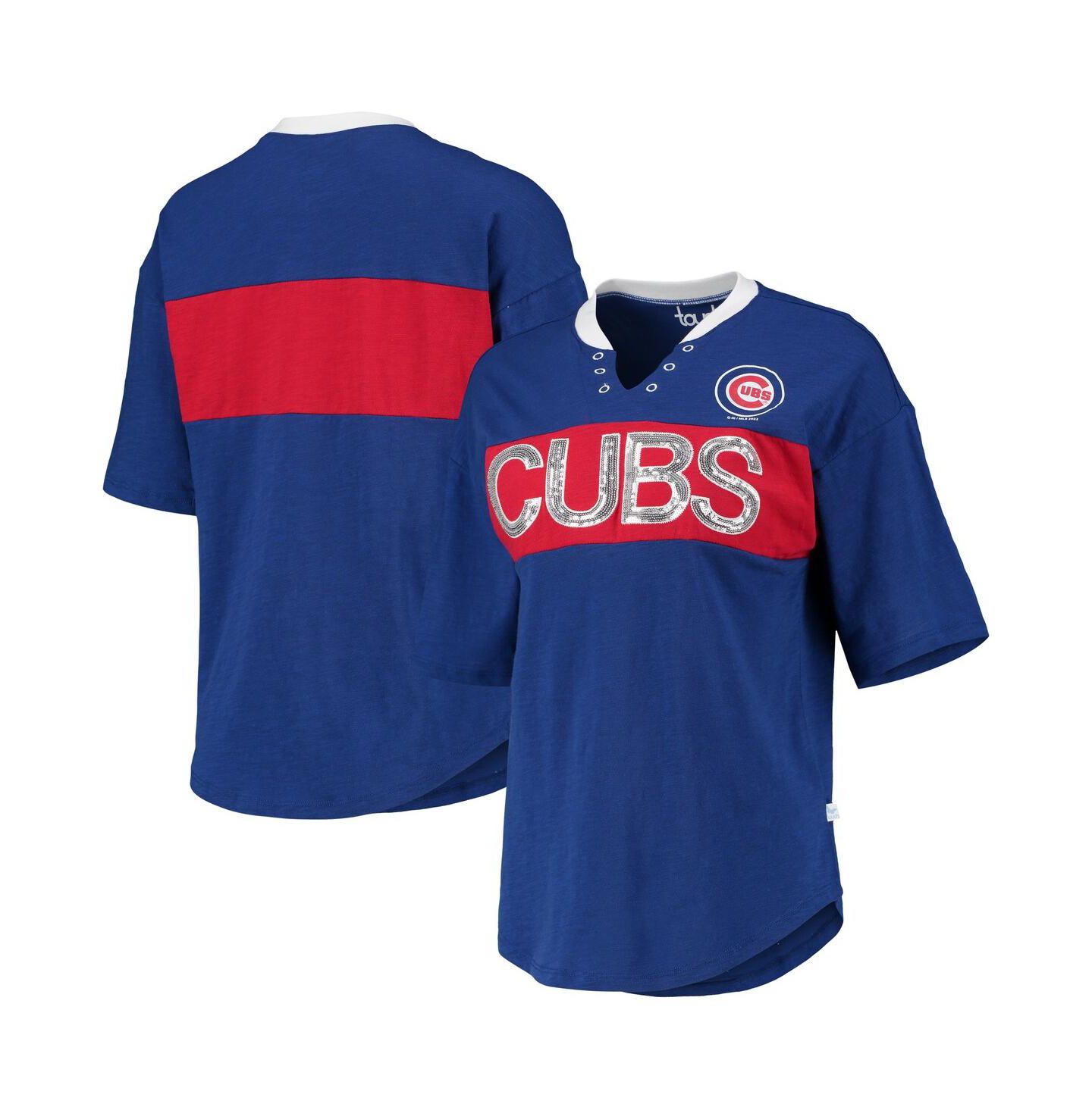 Женская футболка Touch Royal and Red Chicago Cubs Lead Off Notch Neck — фото 1