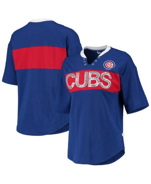 Женская футболка Touch Royal and Red Chicago Cubs Lead Off Notch Neck