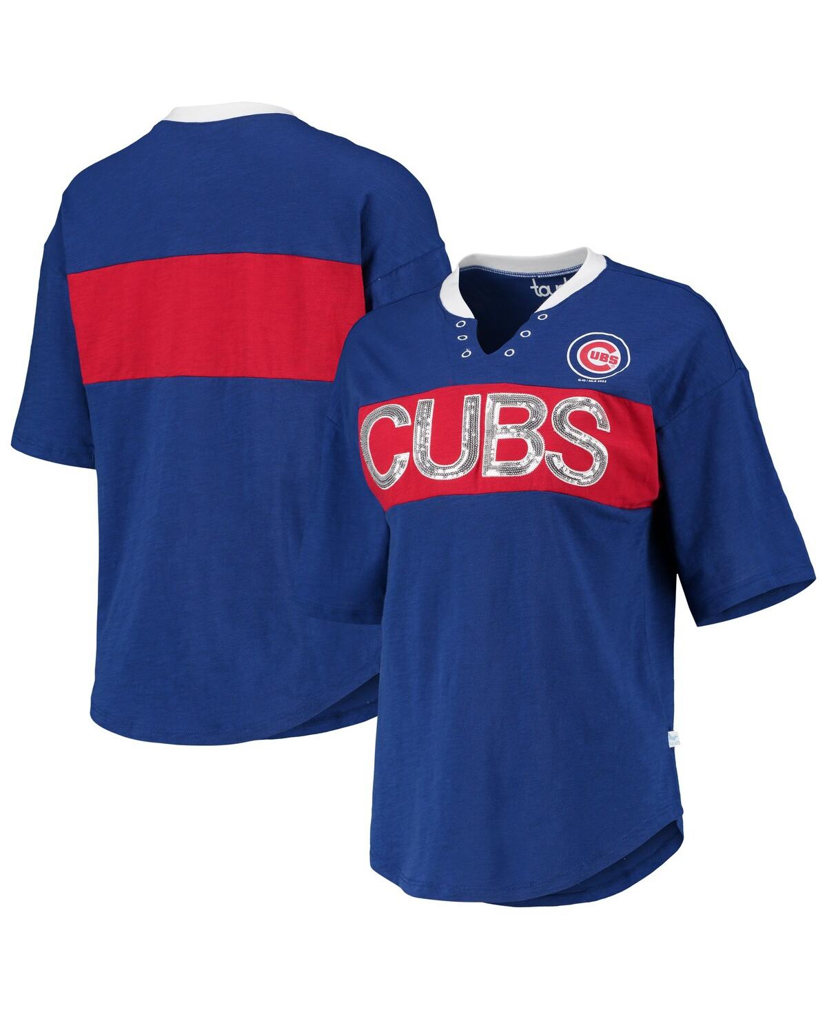 Touché Women's Touch Royal And Red Chicago Cubs Lead Off Notch Neck T-shirt In Royal,red