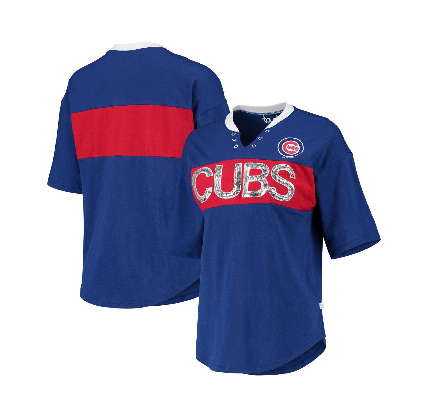 Women's Royal and Red Chicago Cubs Lead Off Notch Neck T-shirt