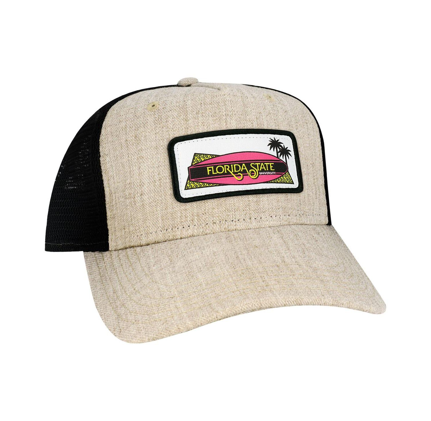 Men's Tan Florida State Seminoles Beach Club Roadie Trucker Snapback Adjustable Hat