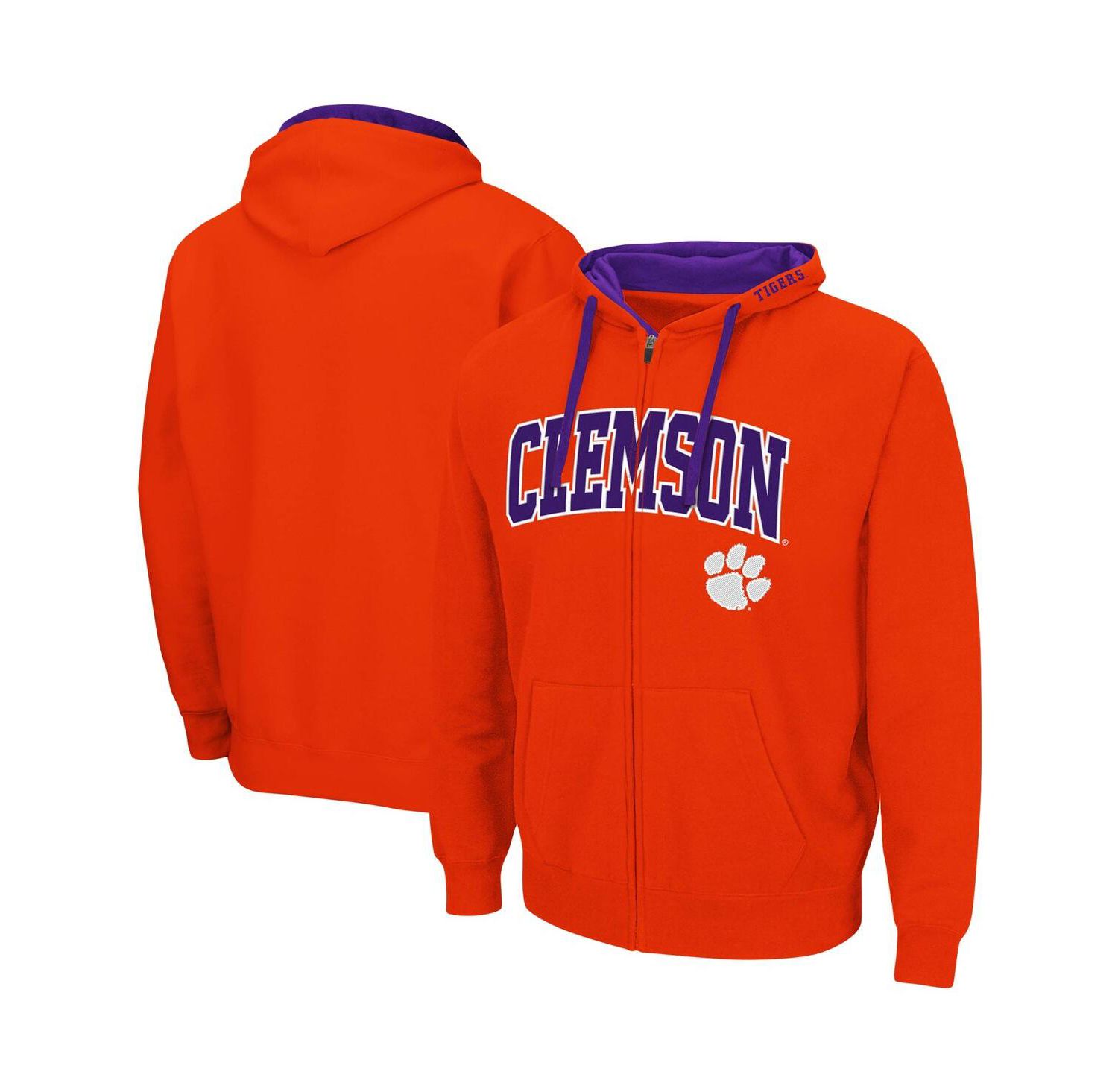 Men's Orange Clemson Tigers Big and Tall Full-Zip Hoodie