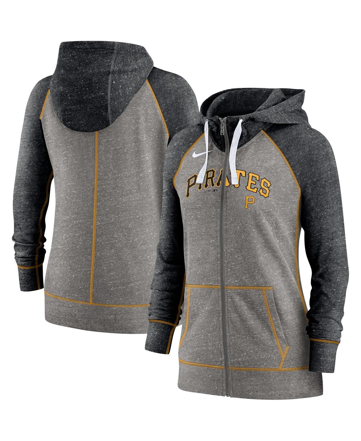 Nike Women's  Heathered Charcoal And Heathered Black Pittsburgh Pirates Split Wordmark Gym Vintage-li In Heathered Charcoal,heathered Black