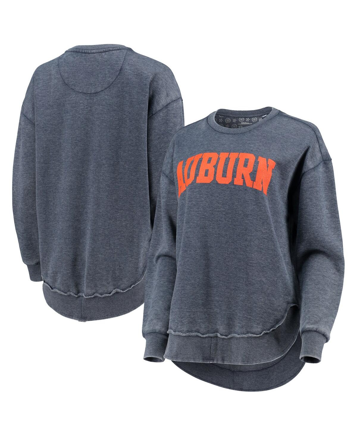 Women's Pressbox Navy Auburn Tigers Vintage-Like Wash Pullover Sweatshirt - Navy