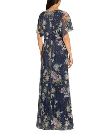 Adrianna Papell Women's Printed Pleated Gown - Macy's