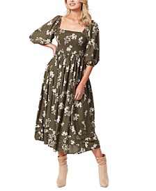 Women's Simona Printed Smocked Midi Dress