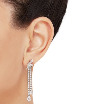 Cubic Zirconia Dangle Drop Earrings in Sterling Silver