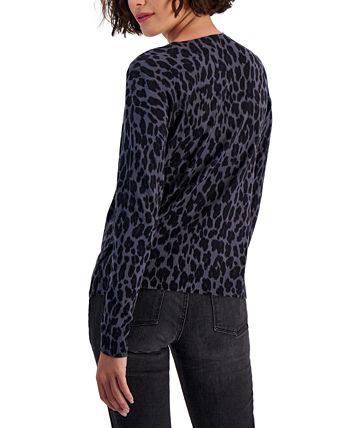 Lucky Brand Leopard-Print Wide-Hem Sweater - Macy's