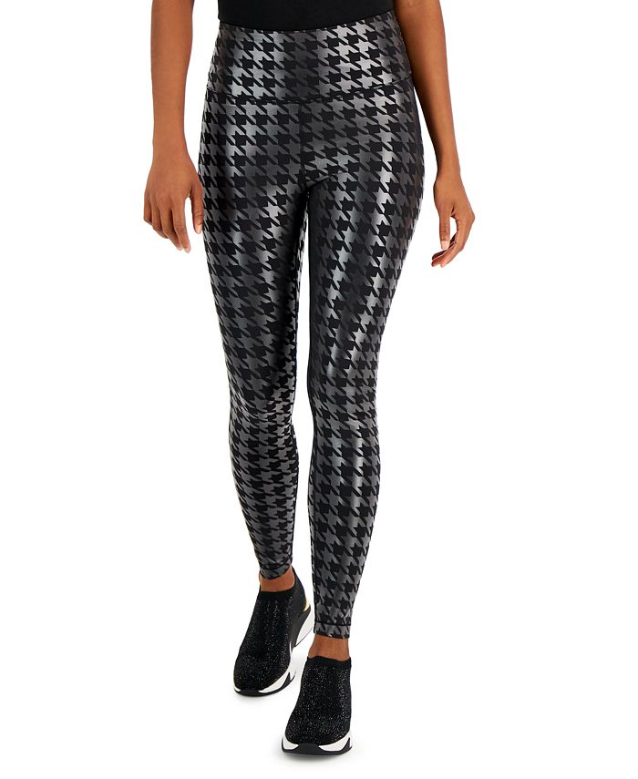 DIDK Women's Wide Waistband Leggings Houndstooth Print High Waist Skinny  Pants Black White XS at  Women's Clothing store