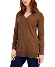 Style & Co Womens Sweater Rich Plus Boat Neck Tunic Brown 2X 