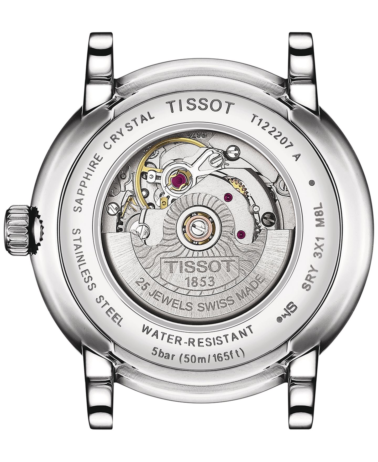 Женские часы Tissot Swiss Automatic Carson Premium Lady Diamond Accent Black Leather Strap Watch 30mm — фото 3