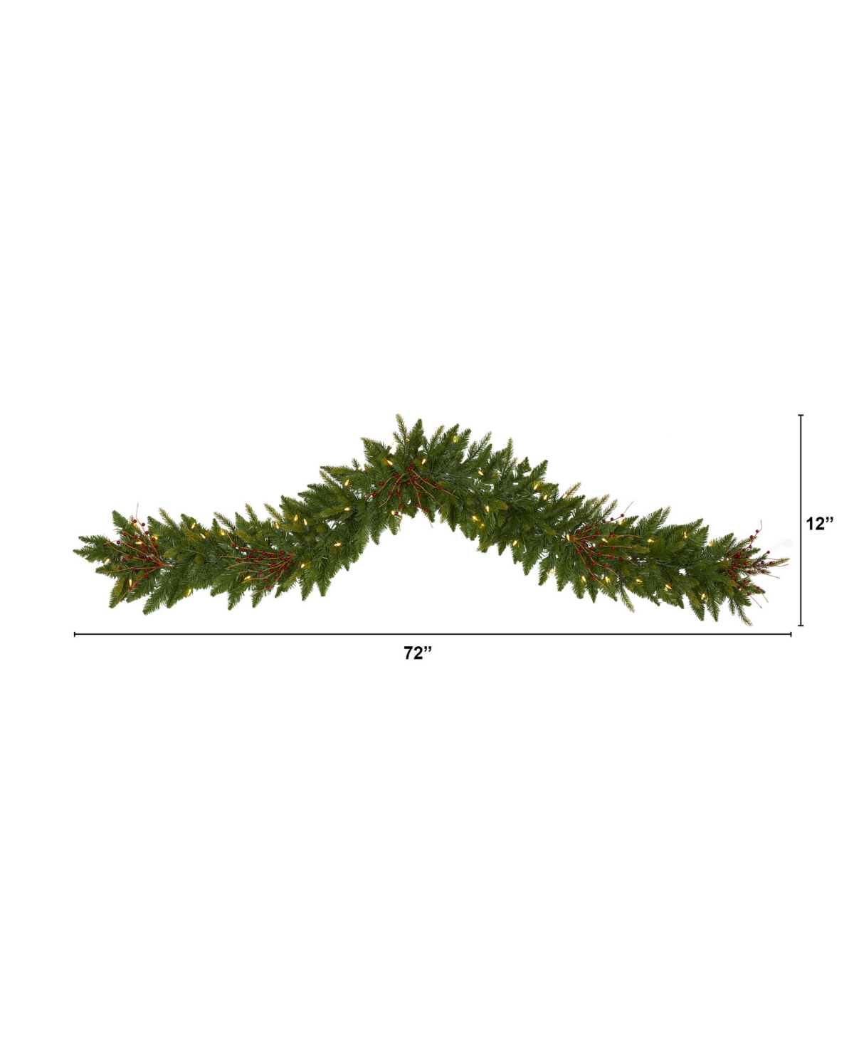 Christmas Pine Artificial Garland with Lights and Berries,