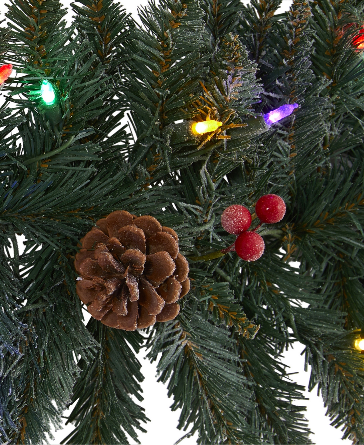 Snow Dusted Artificial Christmas Garland with Lights, Berries and Pinecones,