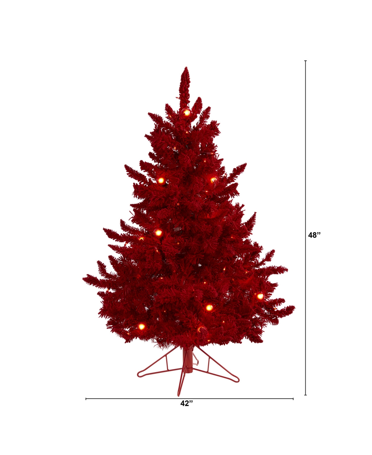 Flocked Fraser Fir Artificial Christmas Tree with Lights, Globe Bulbs and Bendable Branches,