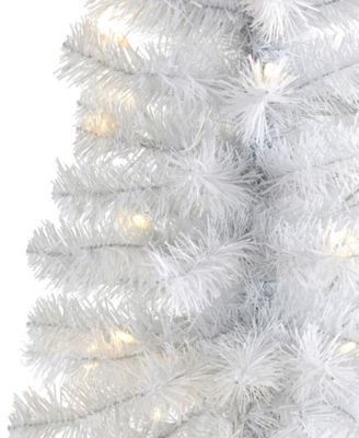 White Artificial Christmas Tree with Lights and Bendable Branches, 24"