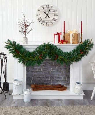 Mixed Pine Artificial Christmas Garland with Lights, Berries and Pinecones, 72"