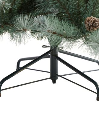 Frosted Tip British Columbia Mountain Pine Artificial Christmas Tree with Lights, Pinecones and Bendable Branches, 84"