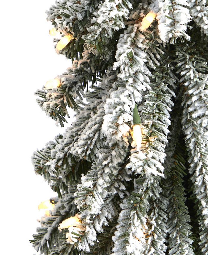 Nearly Natural Flocked Grand Alpine Artificial Christmas Tree with ...