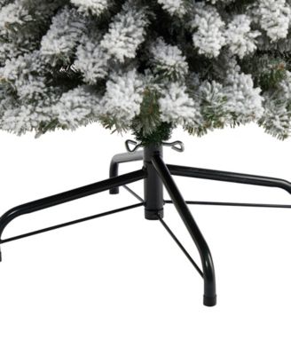 Flocked Pencil Artificial Christmas Tree with Lights and Bendable Branches, 84"