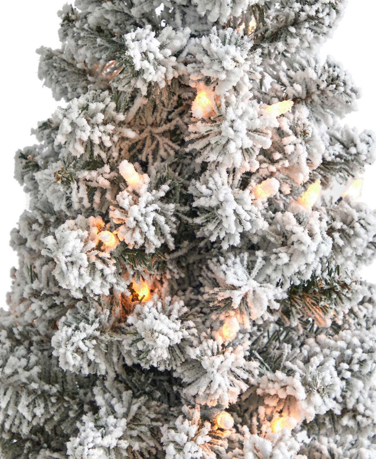 Flocked Pencil Artificial Christmas Tree with Lights and Bendable Branches,