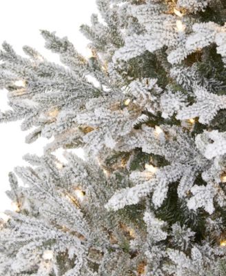 Flocked Fraser Fir Artificial Christmas Tree with Lights and Bendable Branches, 96"