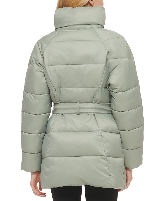 Cole Haan Women's Belted PillowCollar Puffer Coat Macy's