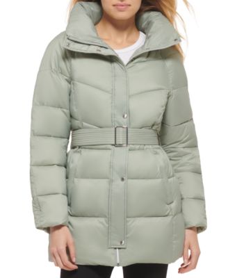 Cole Haan Petite Belted Hooded Puffer Coat Macy s