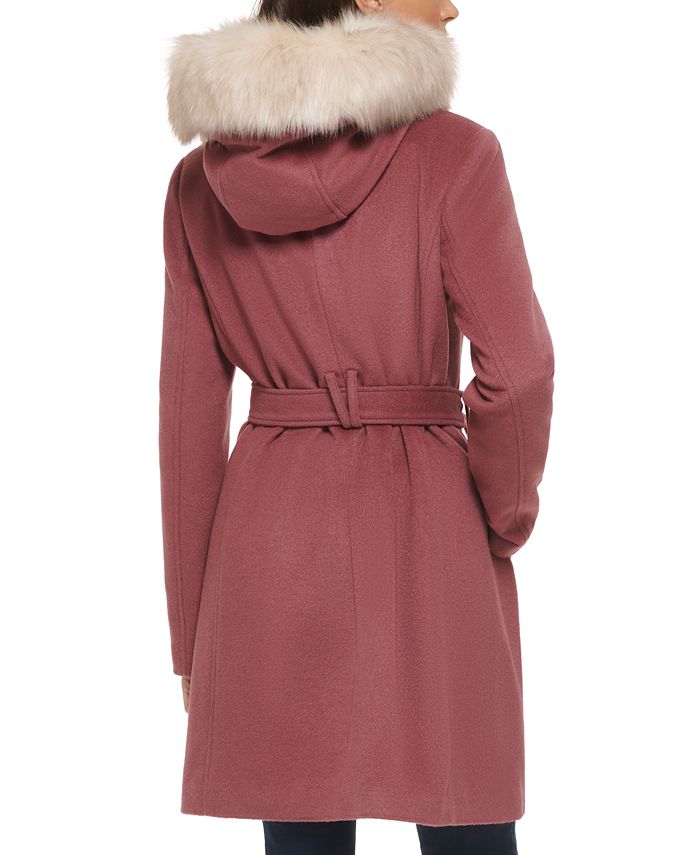 Cole Haan Women's Belted FauxFurTrim Hooded Coat & Reviews Coats & Jackets Women Macy's