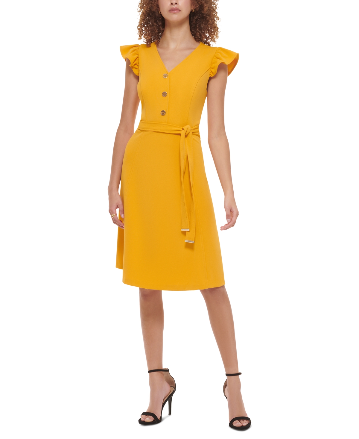 Tommy Hilfiger Women's Flutter-Sleeve Scuba-Crepe Dress