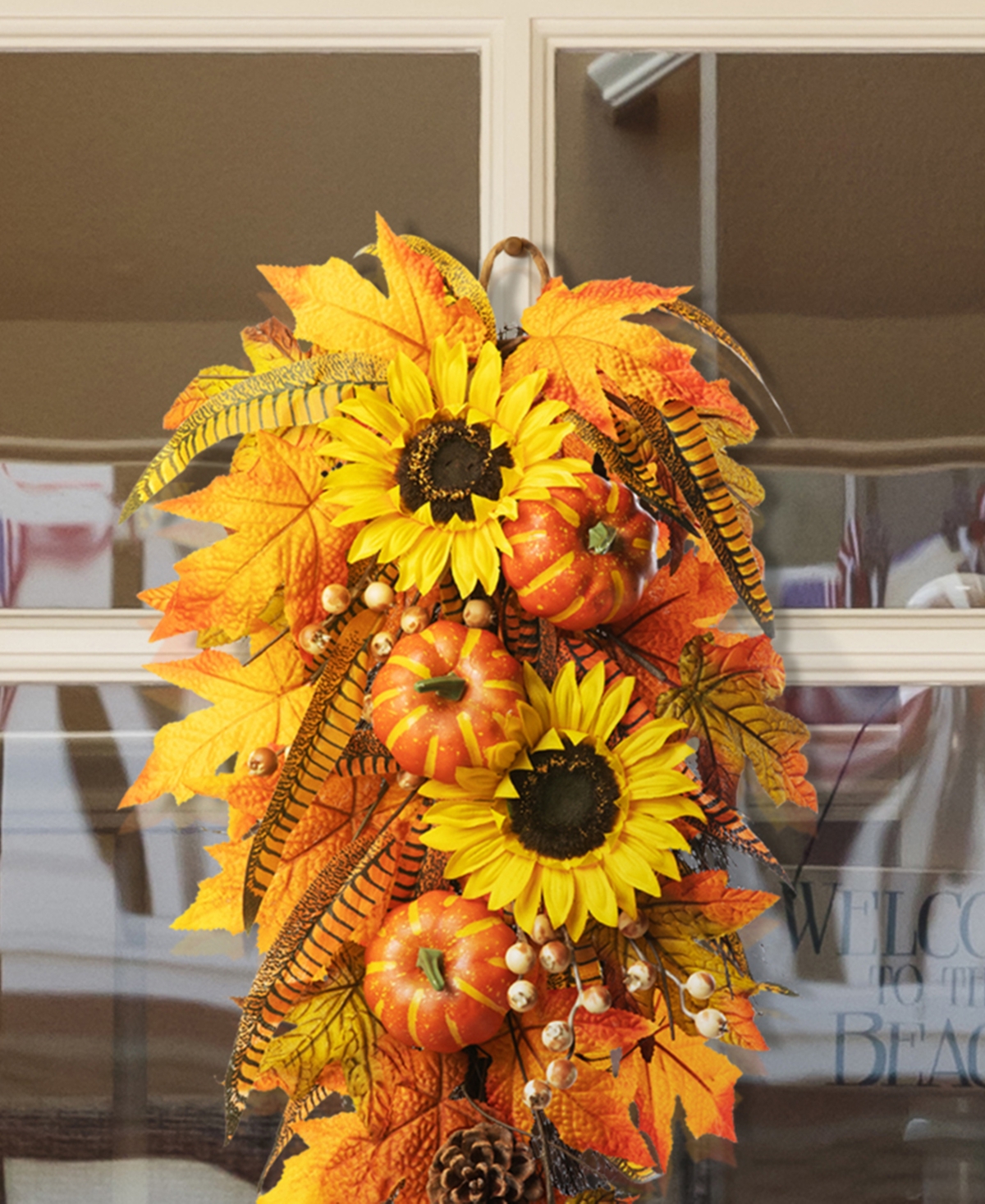 Glitzhome SunflowerLeaf Swag, - Pumpkin